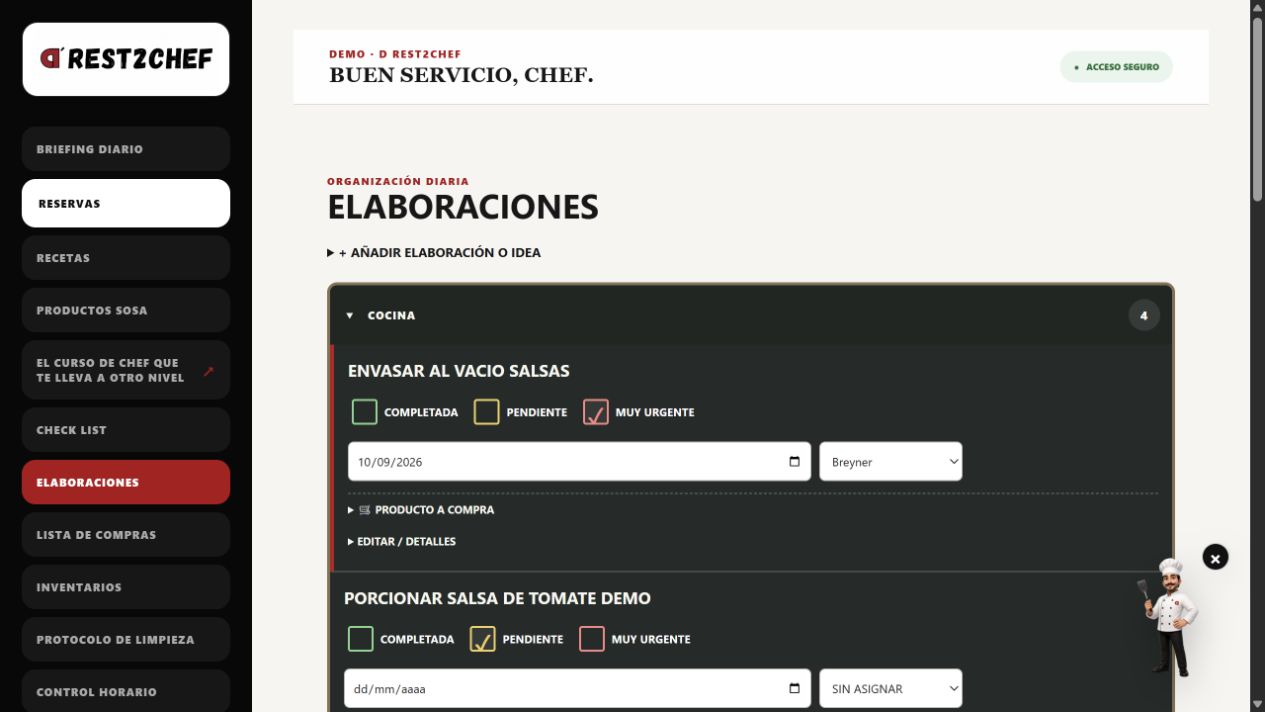 Real screenshot of the D REST2CHEF preparations module